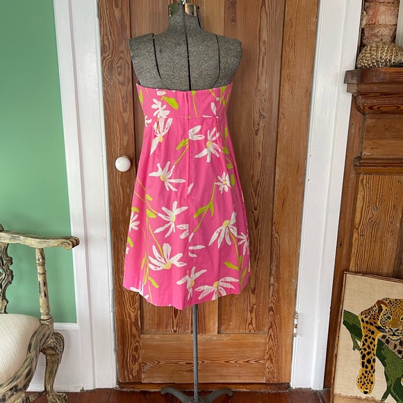 Lilly Pulitzer Betsey Hotty Pink Floral Strapless Necklace Dress ~ Size 8 - Picture 3 of 8